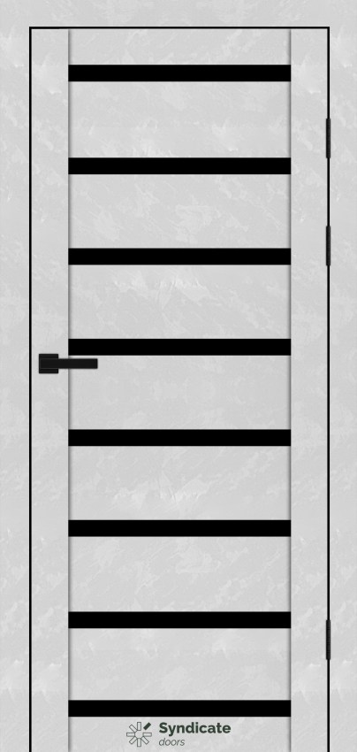 Двері Syndicat Doors PVC 103 Бетон білий чорне скло